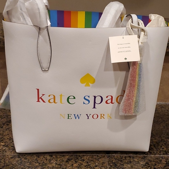 kate spade reversible rainbow tote